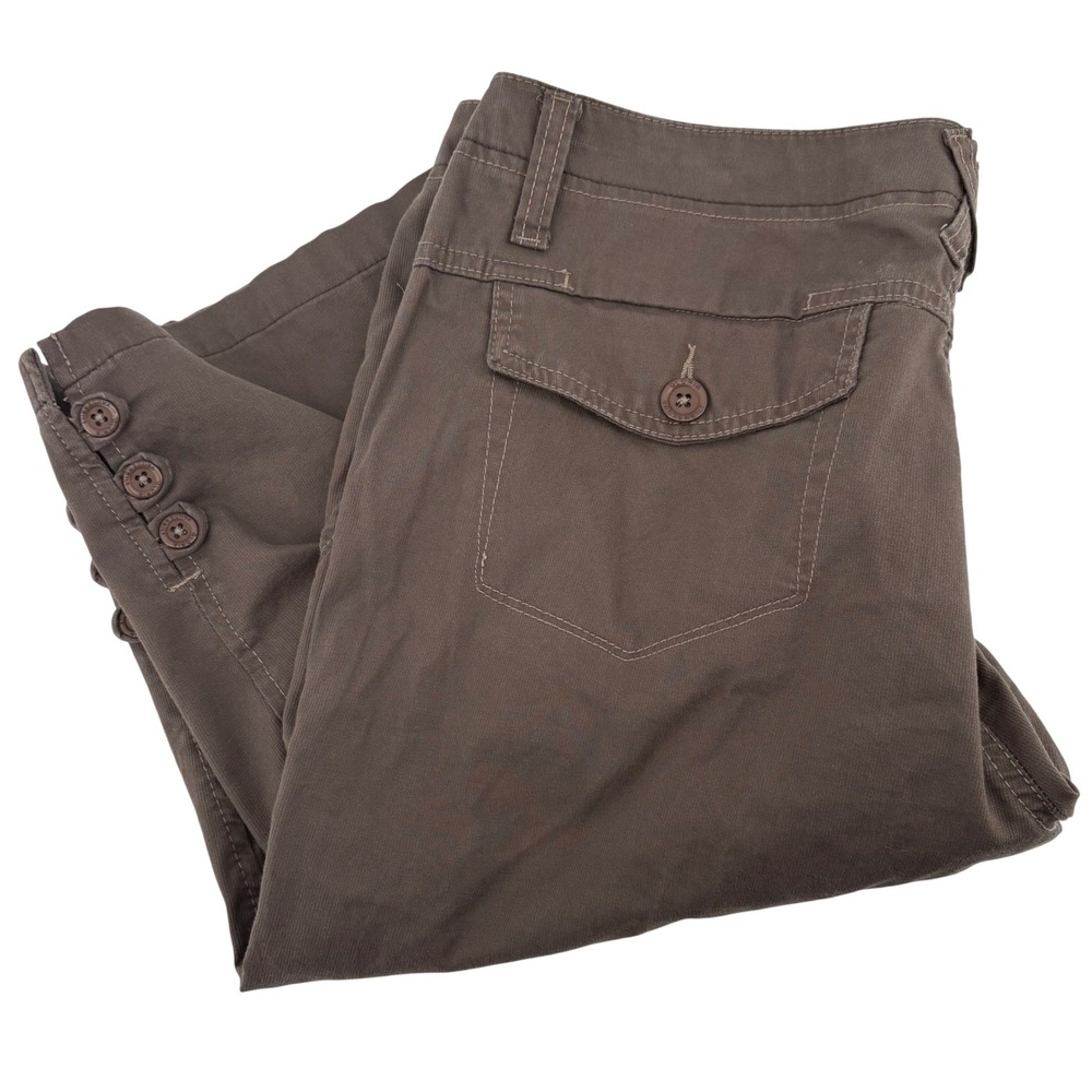 Gloria Vanderbilt Women's 12 Brown Capri Textured Pants Button Hem‎